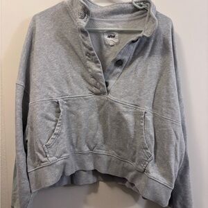 Gray Women's Button-Up Pullover Top